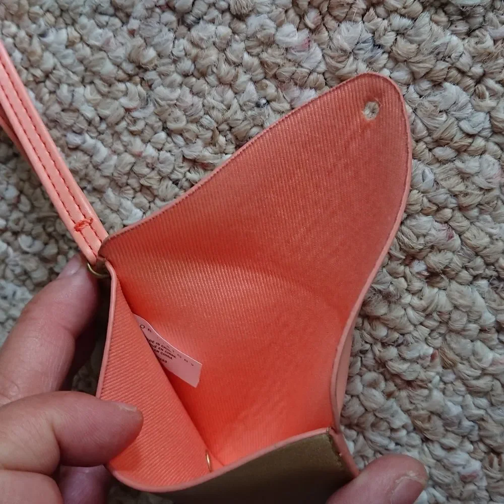 Minor History Gold and Peach Credit Card Holder Case w Wristlet Strap